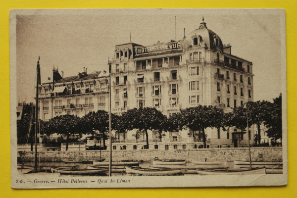 Ansichtskarte AK Genf / Hotel Bellevue / 1920er Jahre / Quai du Leman – Boote – Gebäudeansicht